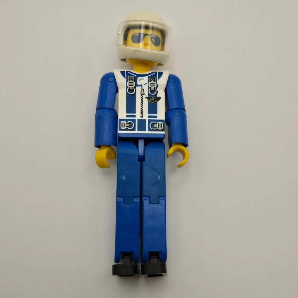 Lego 3.5" Technic Figure Blue White Pilot Driver Vintage Action Figure Toy - Picture 5 of 6